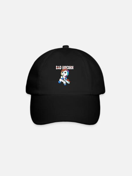Lustige Einhorn-Kettensäge - Baseballkappe - Schwarz/Schwarz