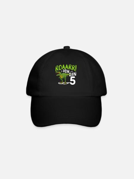 5. Geburtstag 5 Jahre Dino Dinosaurier Fan - Baseballkappe - Schwarz/Schwarz