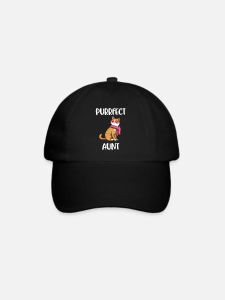 Purrfect Aunt Tante Geschenk - Baseballkappe - Schwarz/Schwarz