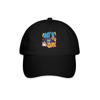 80er Jahre Mädchen Mottoparty Geschenk - Baseballkappe - Schwarz/Schwarz - Vorne