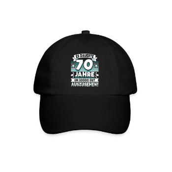 70 Geburtstag - Baseballkappe - Schwarz/Schwarz - Vorne