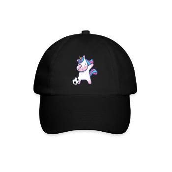 Dabbing Einhorn Fußball - Baseballkappe - Schwarz/Schwarz - Vorne
