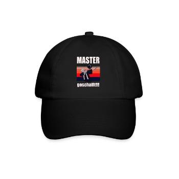 Master Geschafft Masterabschluss Geschenk - Baseballkappe - Schwarz/Schwarz - Vorne
