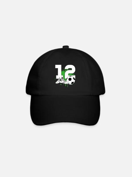 12. Geburtstag 12 Jahre Fußball Fußballspieler - Baseballkappe - Schwarz/Schwarz