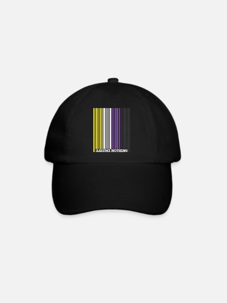Nonbinary Flag Barcode Enby Genderqueer LGBT - Baseballkappe - Schwarz/Schwarz