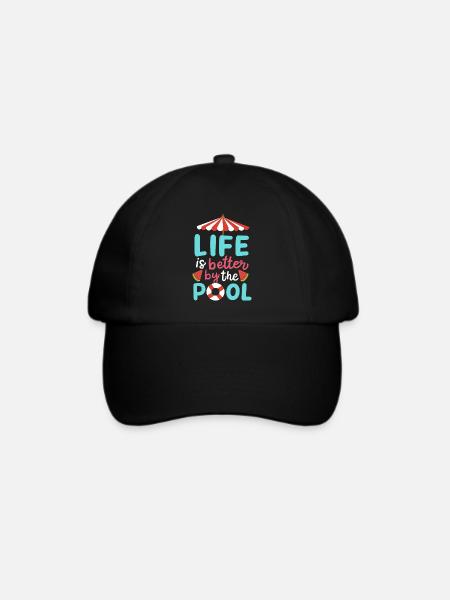 Pool Schwimmen Sommer - Baseballkappe - Schwarz/Schwarz