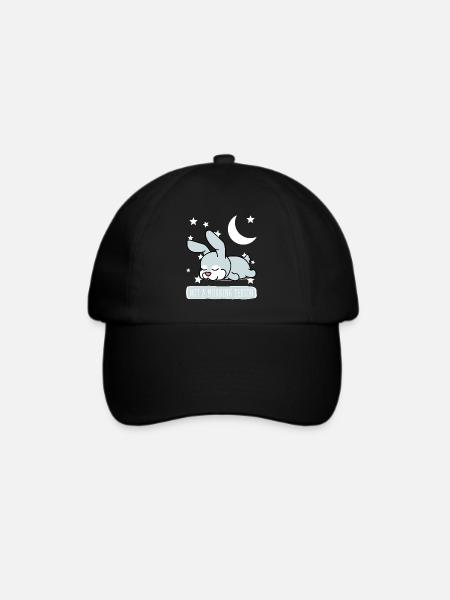 Hase Schlafshirt Pyjama Schlafanzug - Baseballkappe - Schwarz/Schwarz