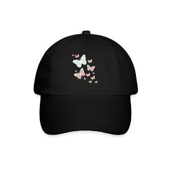 Schmetterling Schmetterling Tier bunt Farbe - Baseballkappe - Schwarz/Schwarz - Vorne