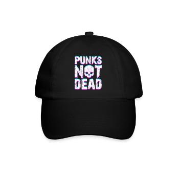 Punk Rock Spruch Punks Not Dead Punker Rocker - Baseballkappe - Schwarz/Schwarz - Vorne