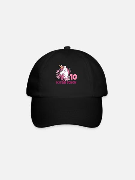 10. Geburtstag Mädchen 10 Jahre Pferde Einhorn - Baseballkappe - Schwarz/Schwarz