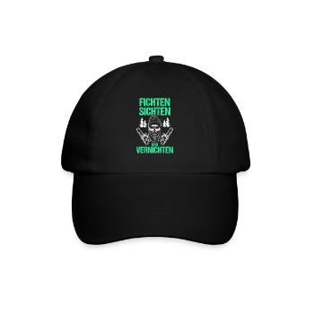 Fichten sichten und vernichten, Holzfäller, Waldar - Baseballkappe - Schwarz/Schwarz - Vorne