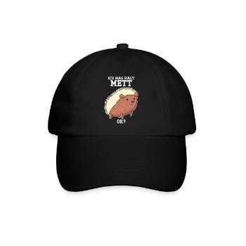 Mettigel Hackfleisch Ich mag Mett - Baseballkappe - Schwarz/Schwarz - Vorne