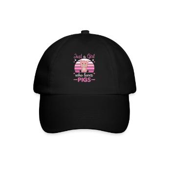 Nur ein Mädchen das Schweine liebt süßes Schwein - Baseballkappe - Schwarz/Schwarz - Vorne