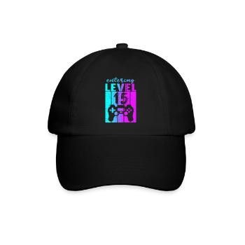 Level 15 Gaming Controller 15. Geburtstag - Baseballkappe - Schwarz/Schwarz - Vorne