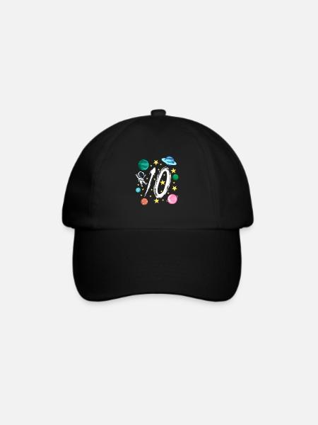 10. Geburtstag 10 Jahre Alt Astronaut Geschenk - Baseballkappe - Schwarz/Schwarz