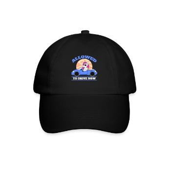 Allowed To Drive Now Driver's License Unicorn Teen - Baseballkappe - Schwarz/Schwarz - Vorne