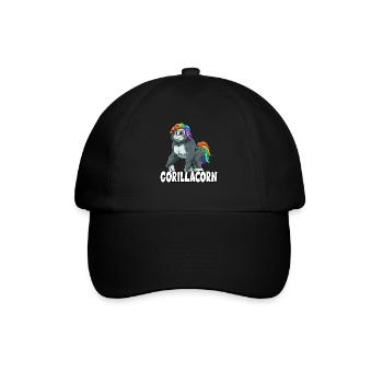 Gorillacorn für einen Gorilla und Einhorn - Baseballkappe - Schwarz/Schwarz - Vorne