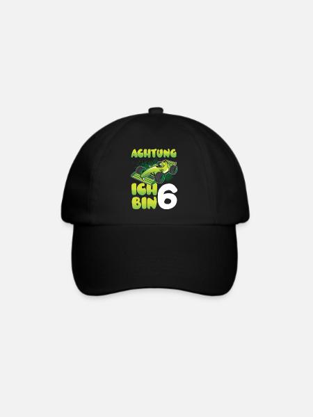 6 Jahre Rennauto Rennfahrer 6. Geburtstag - Baseballkappe - Schwarz/Schwarz