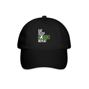 Eat Sleep Soccer Repeat - Baseballkappe - Schwarz/Schwarz - Vorne