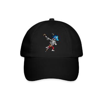Dabbing Piraten Skelett Augenklappe Piratenschiff - Baseballkappe - Schwarz/Schwarz - Vorne