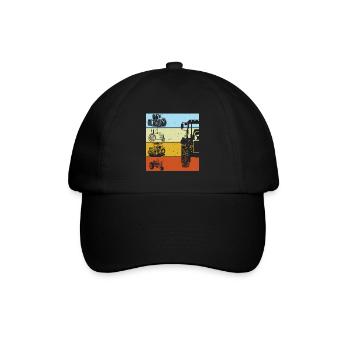Traktor Retro Traktor Vintage Traktor Geschenk - Baseballkappe - Schwarz/Schwarz - Vorne