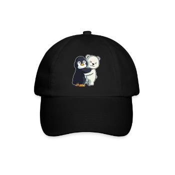 Pinguin und Eisbär niedliche Tiere knuddeln - Baseballkappe - Schwarz/Schwarz - Vorne