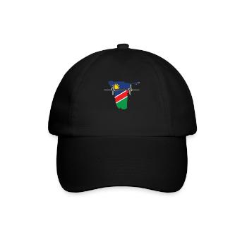 Namibia Herzschlag Flagge Vintage Namibia - Baseballkappe - Schwarz/Schwarz - Vorne