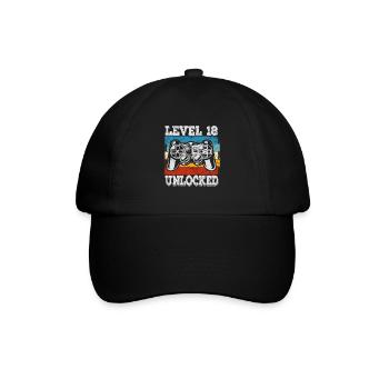 Herren Level 18 Unlocked Geburtstagsshirt Gamer - Baseballkappe - Schwarz/Schwarz - Vorne