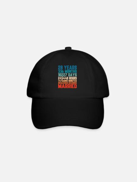 28 Jahre verheiratet Hochzeit Ehe Spruch Geschenk - Baseballkappe - Schwarz/Schwarz