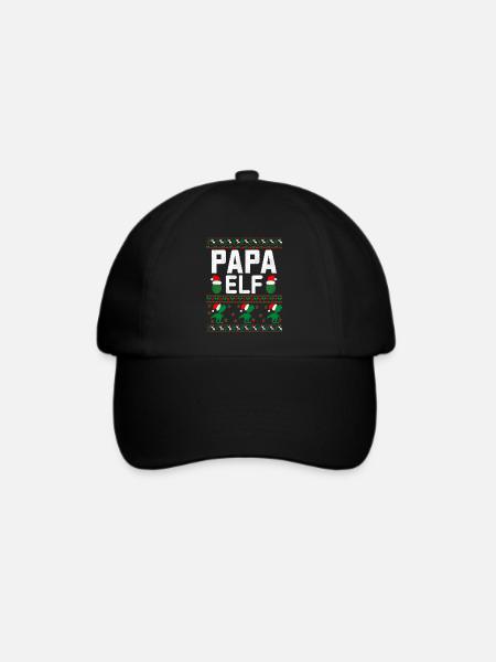 Papa Elf hässlicher Weihnachtspullover - Baseballkappe - Schwarz/Schwarz
