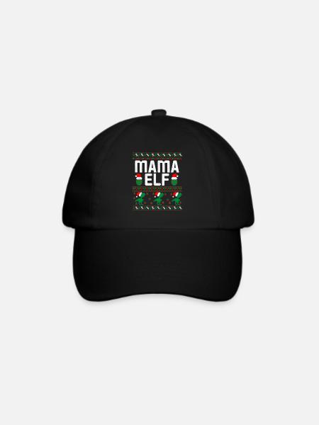 Mama Elf hässlicher Weihnachtspullover - Baseballkappe - Schwarz/Schwarz