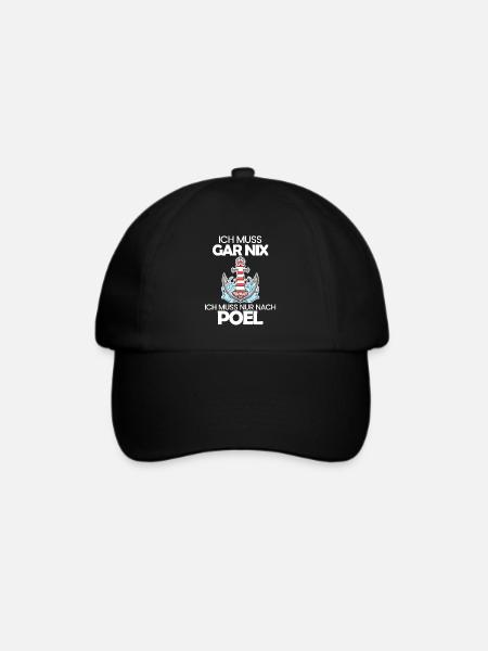 Poel Ostsee Urlaub Anker - Baseballkappe - Schwarz/Schwarz