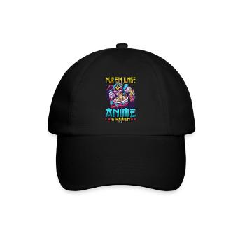 Nur ein Junge der Anime & Ramen liebt - Baseballkappe - Schwarz/Schwarz - Vorne