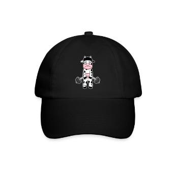Bodybuilder Kuh Fitness Motivation Geschenk - Baseballkappe - Schwarz/Schwarz - Vorne