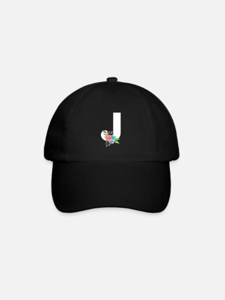 Buchstabe J personalisiertes Geschenk Alphabet Vorname Weihnachten - Baseballkappe - Schwarz/Schwarz