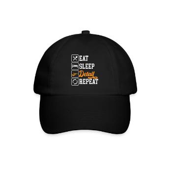 Eat Sleep Detail Repeat Auto Detailing Detailer - Baseballkappe - Schwarz/Schwarz - Vorne