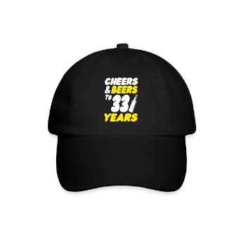 33 Geburtstag - Baseballkappe - Schwarz/Schwarz - Vorne