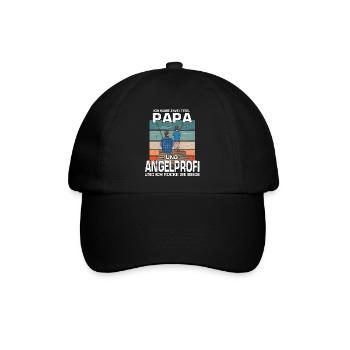 Kultiges Angler Fisch Papa Sportangler Angeln - Baseballkappe - Schwarz/Schwarz - Vorne