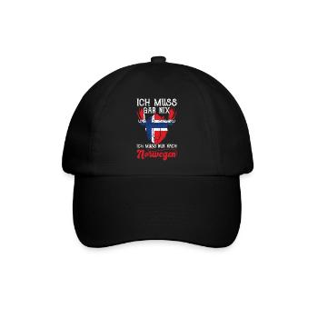 Oslo Ich muss gar nix ich muss nur nach Norwegen - Baseballkappe - Schwarz/Schwarz - Vorne