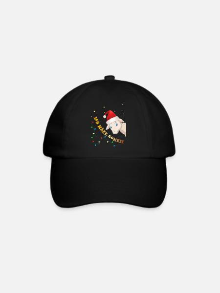 Süßes Schaf mit Mütze Spruchshirt Weihnachten - Baseballkappe - Schwarz/Schwarz