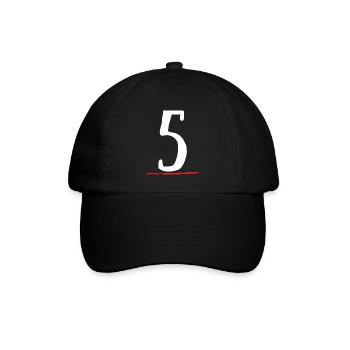 5 fünf unterstrichene rote Linie - Baseballkappe - Schwarz/Schwarz - Vorne