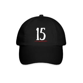 15 unterstrichene rote Linie - Baseballkappe - Schwarz/Schwarz - Vorne