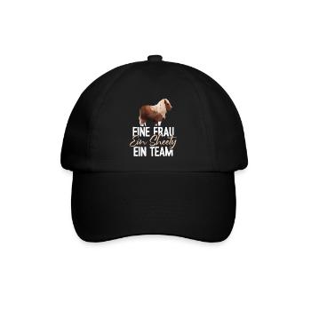 Shetty und Frau ein Team Shetland Pony reiten - Baseballkappe - Schwarz/Schwarz - Vorne