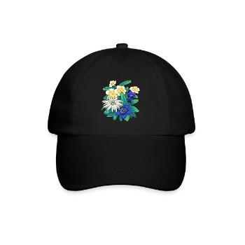 Österreich Blumen Blume Gebirge Berge Natur Flora - Baseballkappe - Schwarz/Schwarz - Vorne