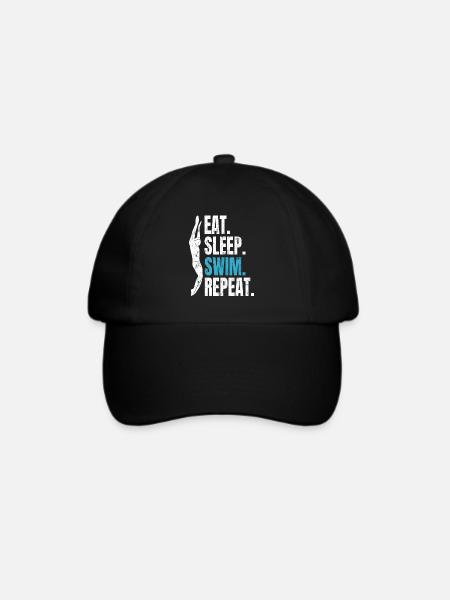 Eat Sleep Swim Repeat - Schwimmen Schwimmer - Baseballkappe - Schwarz/Schwarz