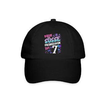 7. Geburtstag Mädchen Geschenk Königstochter - Baseballkappe - Schwarz/Schwarz - Vorne