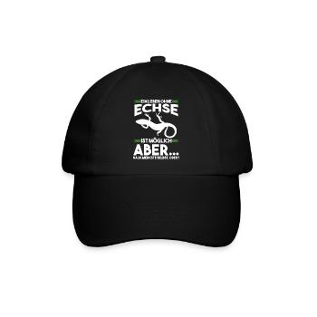 Terrarium Echse Echsen - Baseballkappe - Schwarz/Schwarz - Vorne