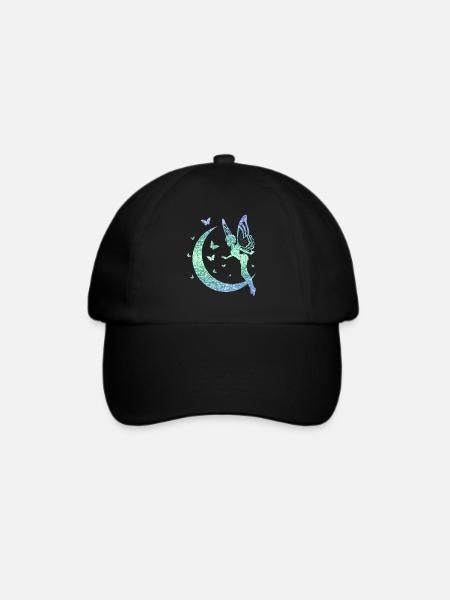Glitzer Fee Elfe Märchen Damen Mädchen Geschenk - Baseballkappe - Schwarz/Schwarz