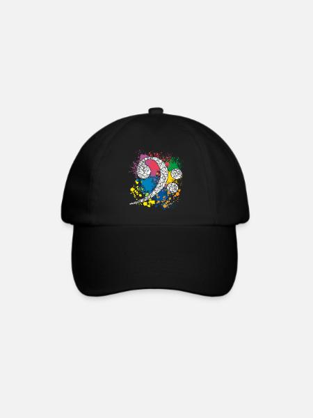Bassschlüssel auf Farbklecksen - Baseballkappe - Schwarz/Schwarz