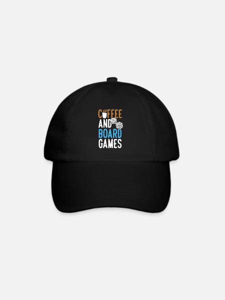 Kaffee und Brettspiele - Baseballkappe - Schwarz/Schwarz